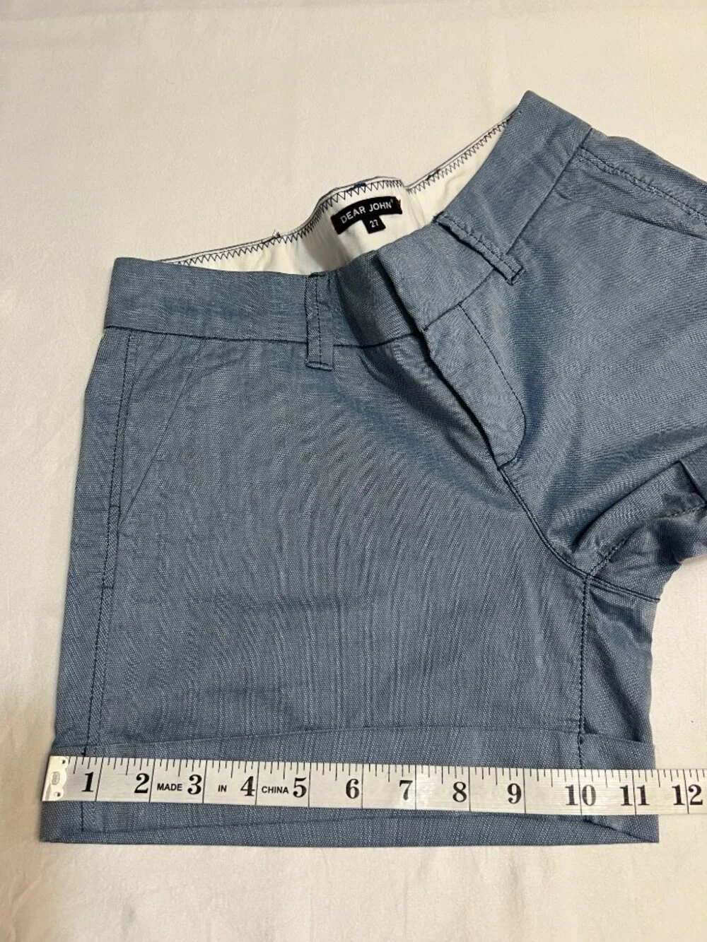 Dear John Denim Shorts Womens 27 Sea Blue Chambray Cuffed Casual Summer